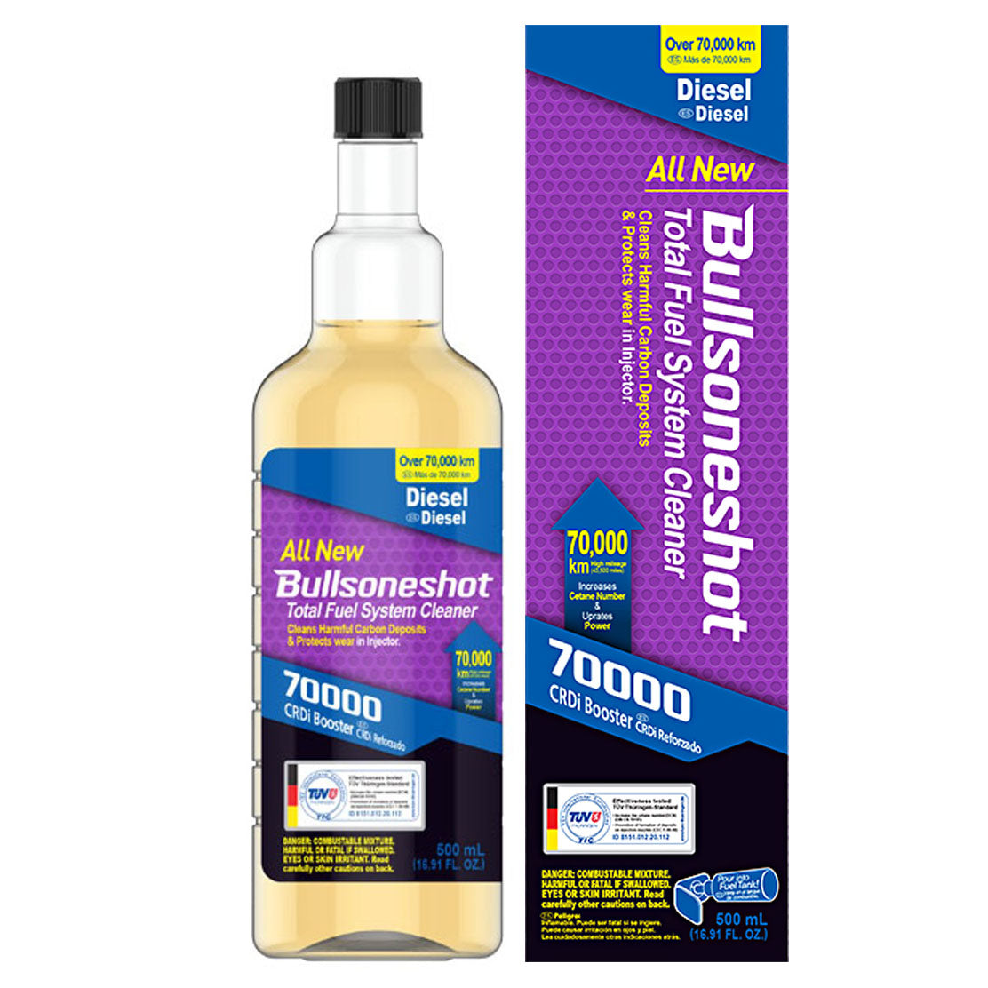 BULLSONESHOT 70000 - TOTAL FUEL SYSTEM CLEANER FOR DIESEL ENGINE 500 ㎖ + CASE(16.91oz)